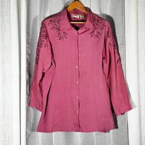Veranesi Blouse with Cutout Detail Size 24W Boho Cottagecore Feminine